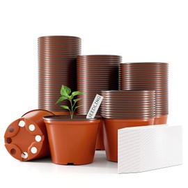Bluckincle Bluckincle 100 Pcs Plant Nursery Pots, 4 Inch Small Plant Seedling Pots with Labels Plastic Plant Flower Pots with Drainage Holes Indoor Outdoor for Succulent Cutting Transplanting