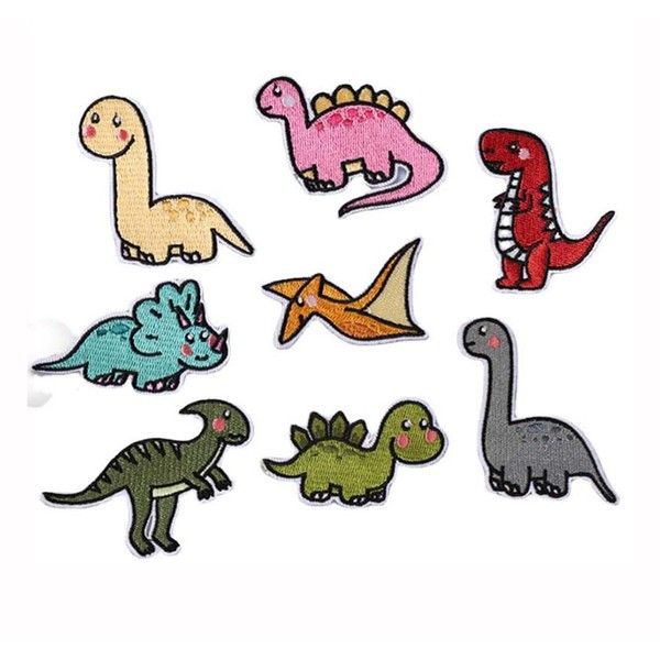 Buer Homie Dinosaur Applique Patches Set, 8 Pieces for Clothing,