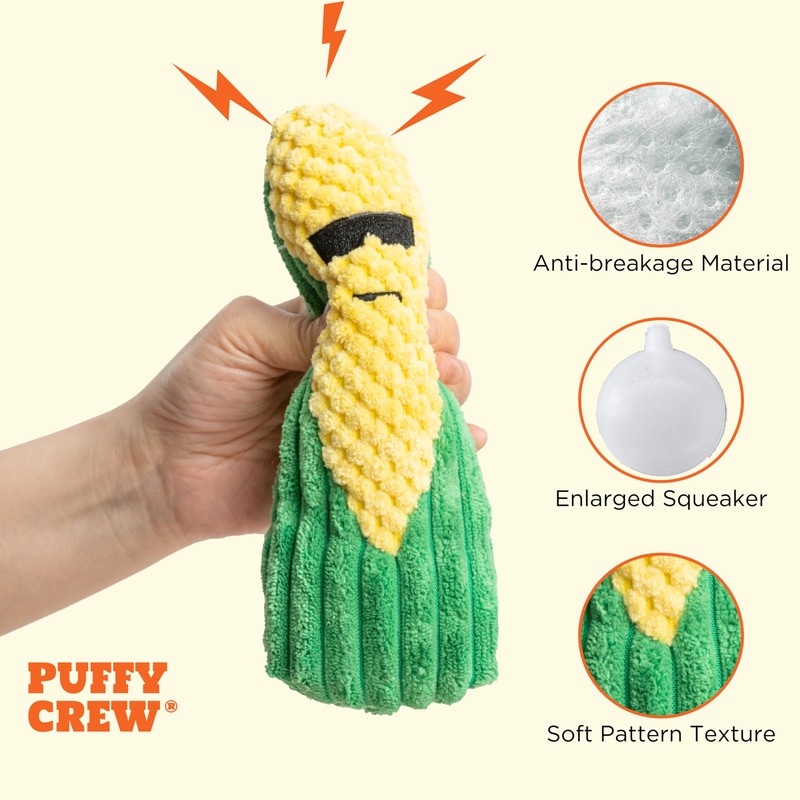 Puffy Crew Squeaky Dog Plush Toy, Bite_Stick Collection, 8'', for