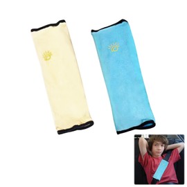 XQMMGO Pack of 2 Seat Belt Pads, Children, Car Seat Belt Protection, Car Seat Belt Pads, Car Sleeping Pillow Children, Neck Support Car Children (Blue + Cream)