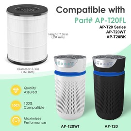 AP-T20FL Replacement Filter Compatible with HoMedics Air Purifier Filter AP-T20, Replacement for AP-T20WT AP-T20BK TotalClean Tower Ture HEPA Type Filters w/ 4-Stage Filtration, 2-Pack