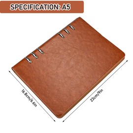 SIMDAO A5 Notebook, PU Leather Cover Notebook, 6 Holes Refillable Notebook, Hardcover Diary Notebook, Lined Notebook for Bussiness Travel Writing Office，100Pages/200Sheets