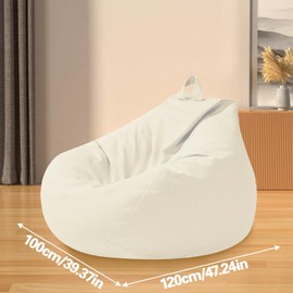 BUERPINKING Pouf per bambini adulti, per pouf senza imbottitura, XXL con chiusura lampo, per camera da letto, ufficio, soggiorno, terrazza, beige
