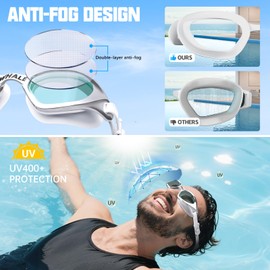 Whale Swimming Goggles S1 Nano-coated long-lasting anti-fog HD swimming goggles for men and women (Silver)