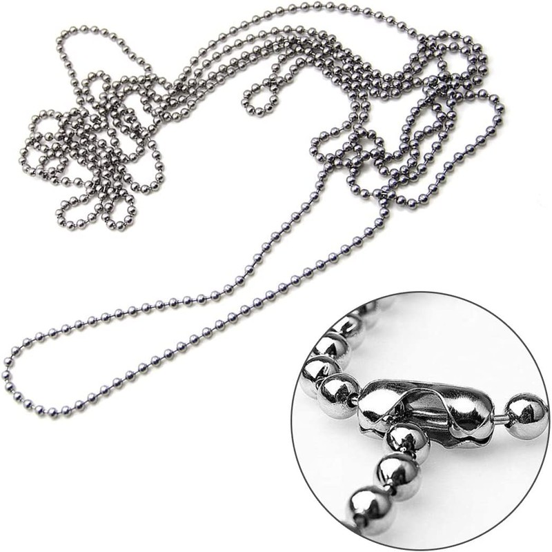 Beaded Pull Chain Extension, BetterJonny 3.2mm Diameter Silver Stainless Steel