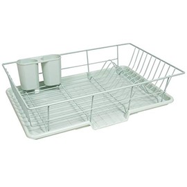 Sweet Home Collection 3 Piece Dish Drainer Rack Set with Drying Board and Utensil Holder, 12" x 19" x 5", Mint (Pack of 12)