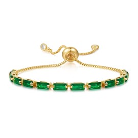 GAUEIOUR Green Women's Tennis Bracelet,Fashionable Adjustable Copper Bracelet, 18K Gold-Plated Sparkling Green Zircon Jewelry,Suitable for Women's Jewelry Gifts