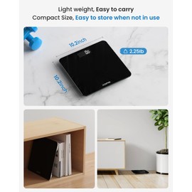 RENPHO Digital Bathroom Scale, Ultra Slim Body Scale with High-Precision Sensors, Smart Scale with Step-On Technology, black