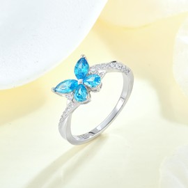 Vemhel Twisted Ring 925 Sterling Silver Butterfly Rings Infinity Band Birthtone Jewelry for Women, 10, Created Emerald