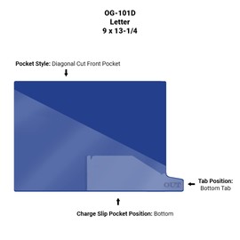 Doctor Stuff - Small Bottom Tab Vinyl Outguides, Diagonal Cut Front Pocket, Bottom Charge Out Slip Pocket, Plastic File Folder, Letter Size 9" x 13-1/4", Navy, 100/Box