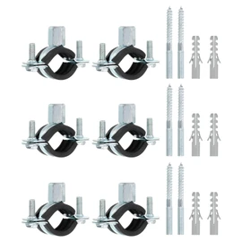QUARKZMAN Pipe Clamps Stainless Steel 3/4 Inch (19 mm) Inner Diameter Hose Clamps Metal Clamps Pipe Holder Gripping Clips Hose Repair Kit Cable Clamps – Black Silver Pack of 6