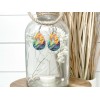 Twisted R Design Rainbow Palm Leaves Print Wood Dangle Teardrop