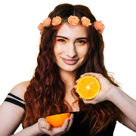 BOOMTOP 2 x Flower Wreath Hair Orange Flowers Headband Women's Carnival Costume Orange Foam Flowers Headband Roses Bridal Flower Crown Wedding Fancy Dress Headpiece 80s 90s Outfit Accessories