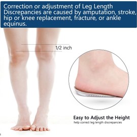 Heel Lifts, Shoe Lift, Gel Heel Raisers for Leg Length Discrepancies, Large Height Increase Insole for Men or Women, Shoe Inserts Comfort Half Foot Pads for Heel Pain - 1 Pair
