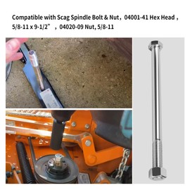3 Pack 04001-41 04020-09 Mower Spindle Blade Bolt & Hex Nut 5/8-11 X 9-1/2 Kit Compatible with Scag Midsize Mowers 32", 40", 48", 52", 61" & 72" Decks，Blade Bolt 410-066 Use with 461663 Spindle