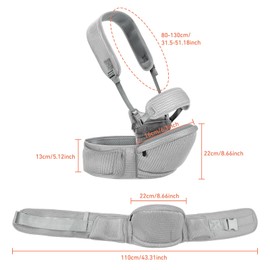 IULONEE Lightweight Baby Hip Carriers 3 in 1 Baby Carrier Ergonomic Hip Seat Baby Carrier Adjustable Baby Carrier Hip Seat Comfortable Baby Hipseat Sling for Newborns & Toddlers Carrier (Grey)