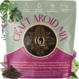 Craft Aroid Potting Mix- Elite Organic Alocasia, Philodendron, Monstera Soil Mix, Chunky, Well Draining Potting Soil for Indoor Plants, All Tropical Plants & Houseplants, Sustainable & Peat Free 1QT