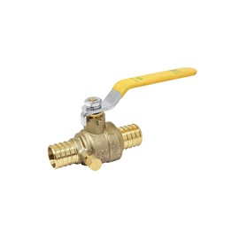 Libra Supply 1 inch Crimp PEX Ball Valve w/Drain, 1'' PEX B x 1'' PEX B, (Click in for more size options), 1-inch Crimp PEX B Ball Valve, Full Support, 600 WOG, Forge Body