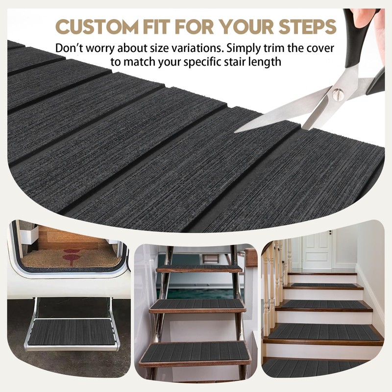 DGSL 4 Pack RV Step Covers, 24"x7.5" Self-Adhesive RV Stair