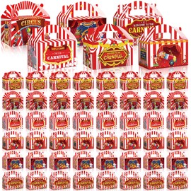 Dunzoom Carnival Themed Treat Boxes Circus Party Cardboard Treat Candy Box Carnival Favor Boxes Paper Gift Container for Birthday Holiday Party Gift Wrapping (48 Pcs)