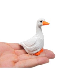 White Goose - Figurine Ross's Snow Domestic Emden Swan Farm Miniature Handmade Wood Duck Art Carved Bird Geese Small Animals Collectible