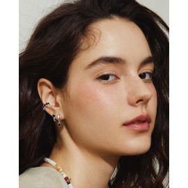 YADOCA 3 Pairs of Earrings Silver 925 Set for Women Hypoallergenic Black Heart Earrings Small Hoop Earrings Silver/Gold