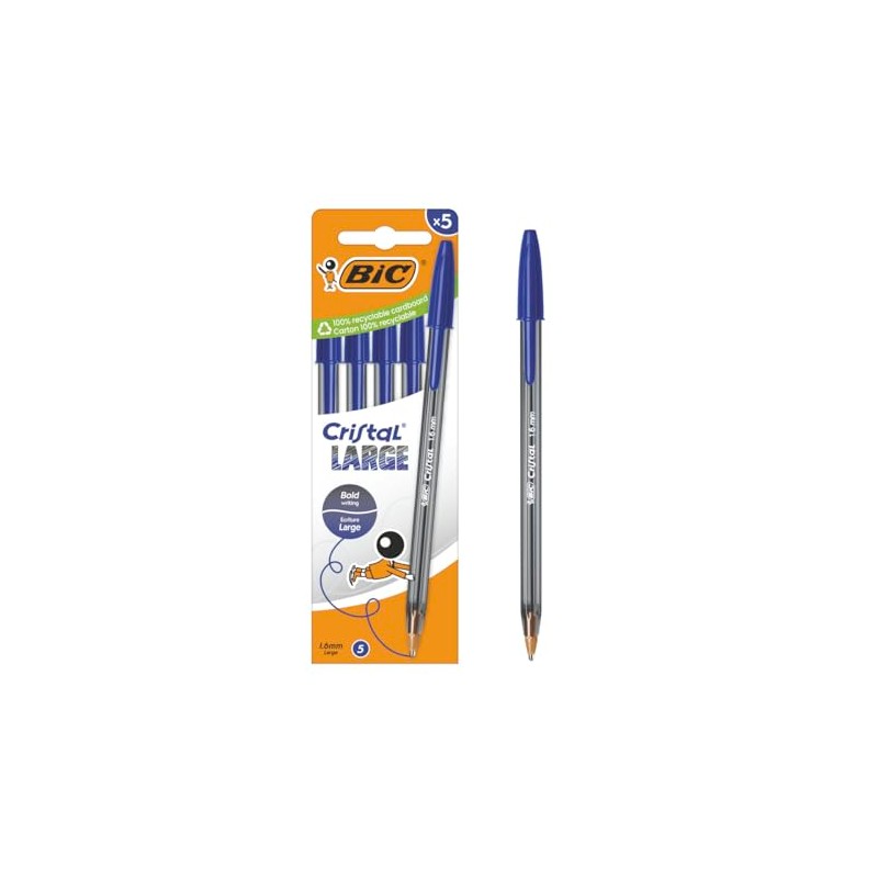 BIC Cristal Large Ballpoint Pen with Wide Tip (1.6mm) for
