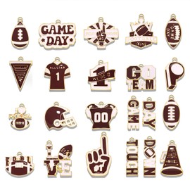 YAHPERN - 20 dijes de fútbol para hacer joyas, casco esmaltado, jersey, para el día del juego, pulseras, collares, arete, manualidades, fútbol, alegría, mamá, accesorios para regalos de fiesta