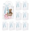 8 Pack Clear Plastic Gift Bags with Blue Ribbons, 23×