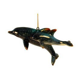 StealStreet YXF-165 Ss-Ug-Yxf-165, 4.25" Mom & Baby Dolphin Ceramic Decorative Ornament, Blue