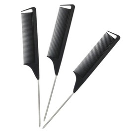 PACKOVE Hair Sectioning Clips and Rat Tail Combs Black Plastic Hair Styling Tools for Professional Salon Use Coloring Cutting Braiding and Home DIY with Lightweight Design