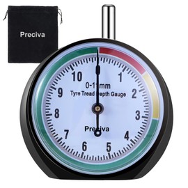 Tyre Tread Gauge, Preciva Colour-Coded Tread Depth Gauge for Tyres in MM Dial, Tyre Tread Depth Gauge, Professional for Motorcycle, Car, Truck
