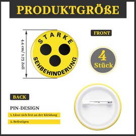 Cindeer Pack of 4 Blind Sign Blind Badge with Clamp Blind Badge Blind Badge Visual Impaired Aid for Family Friends Blind Visually Impaired (with Inscription Pin)