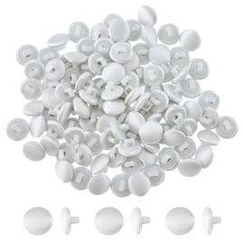 SUPERFINDINGS 100Pcs White Satin Cloth Buttons About 1cm Fabric Button Mushroom Fabric Covered Button with Plastic Shank Tuxedo Round Buttons for Wedding Dress Suits DIY Sewing