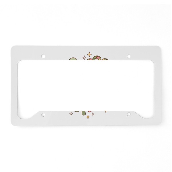 CafePress Retro Shamrocks Aluminum License Plate Frame, License Tag Holder