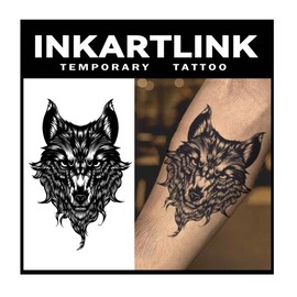 INKARTLINK Tattoo Tech,2 Sheets Extra-Large Semi Permanent Tattoo,Adult Art Design Temporary Tattoos, Lasts 1-2 Weeks, Waterproof, Realistic look, No Adhesive, No reflection (Werewolf Design?