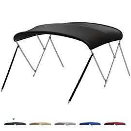 KEMIMOTO Bimini Top for Boat, Bimini Tops Cover 600D Marine Grade Canvas Boat Canopy with 6ft Length 54 in - 96 in Width 46 in Height, Includes Mounting Hardware, Straps Rear Support Poles