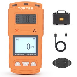 TopTes Guard-566 Portable Carbon Monoxide Detector, Rechargeable CO Detector with Back Clip, Vibration, Visual & Audible Alarms, 168h Long Standby, Adjustable Alarm Thresholds for Home, Work Use