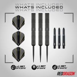 RED DRAGON Darts - Seren Onyx 1 22g - 90% Tungsten Professional Steel Tip Dart Set with Dart Flights and Dart Shafts