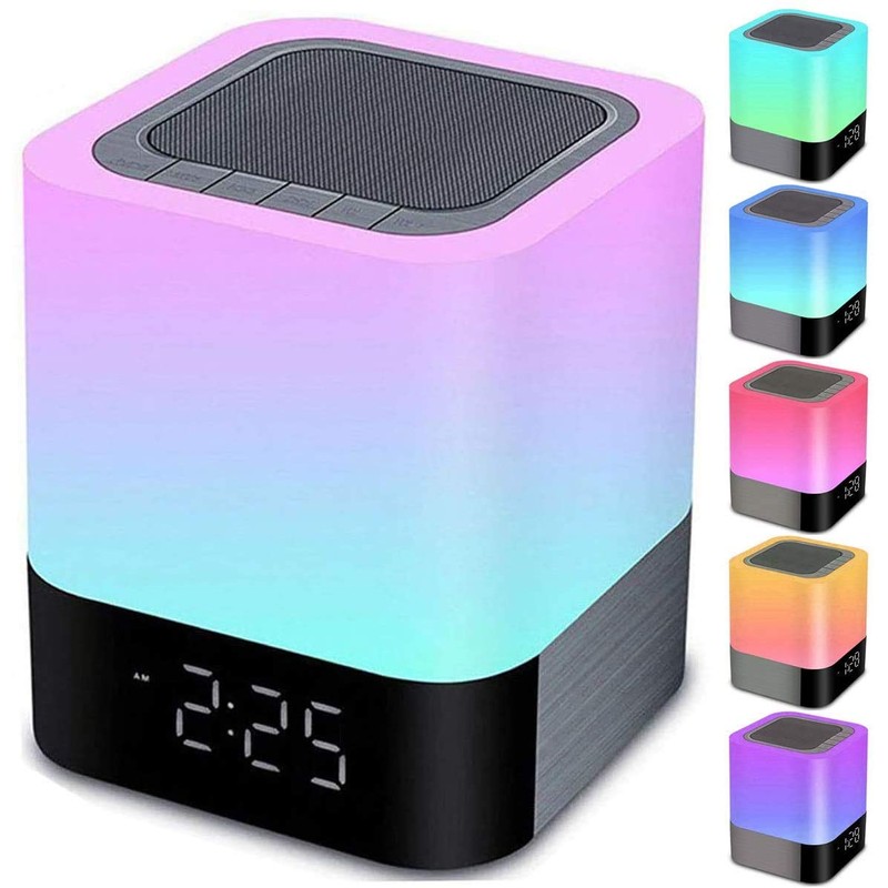 Gallstep Night Lights Bluetooth Speaker, Alarm Clock Bluetooth Speakers Touch