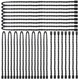 24 Pcs Black Silicone Cable Ties 6inch/12inch/18inch Reusable Silicone Twist Cable Tie Straps for Bundling and Organizing, Bendable Steel-Core Holder Ties Strap for Indoor and Outdoor All Purpose