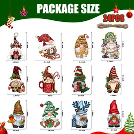 Arosche Christmas Gnome Tree Decorations 24Pcs Christmas Wooden Tree Ornaments Merry Christmas Xmas Funny Cute Gnomes Christmas Tree Hanging Ornaments for Indoor Home Mantle Fireplace Party Supplies