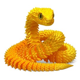 30 Inch 3D Printed Snake - Movable Articulated Snake, Perfect 3D Printed Animals for Educational Toys! Must-Have Toys for Kids and Collectors, Home Office Executive Desk Decor (Gold)