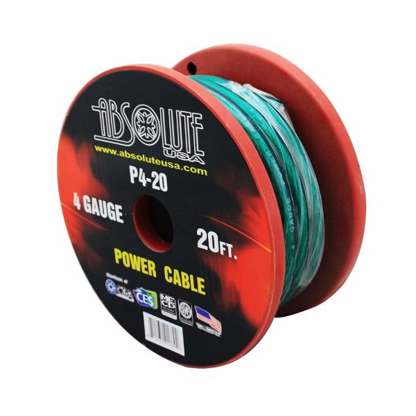 Absolute P420GR 4 Gauge Spool Multi-Strand 20 Feet Power Wire