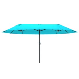 Outsunny Extra Large 15 ft Patio Umbrella, Double-Sided Large Outdoor Umbrella with Crank Handle and Air Vents for Backyard, Deck, Pool, Market, Blue