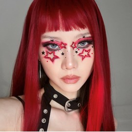 Fugady hair Red Straight Wig With Bangs long straight wig with bangs wigs for black white women synthetic heat resistant fiber Cosplay Wigs Heat Resistant Fiber Full Machine Made Party Daily Wig