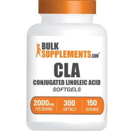 BulkSupplements Cla Softgels 2000Mg Dietary Supplement 300 Count Dairy Free Energy Boosters