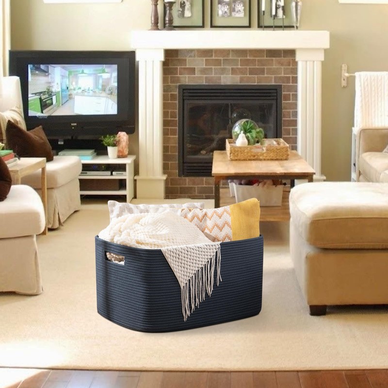 OIAHOMY 75L Large Blanket Basket, Woven Storage Basket with Handle,