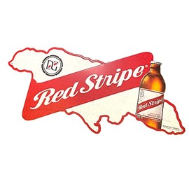 Red Stripe Lager Beer Jamaica Metal Tin Tacker Sign | 36" x 17"