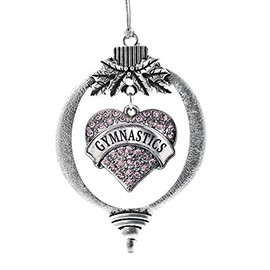MadSportsStuff Gymnast Christmas Ornament with Crystal Gymnastics Heart Charm